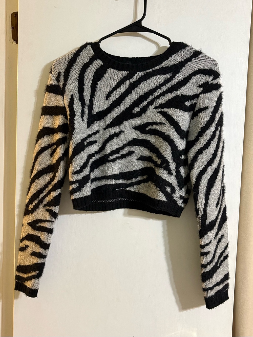 Garage Black & Gray Zebra Crewneck Sweater